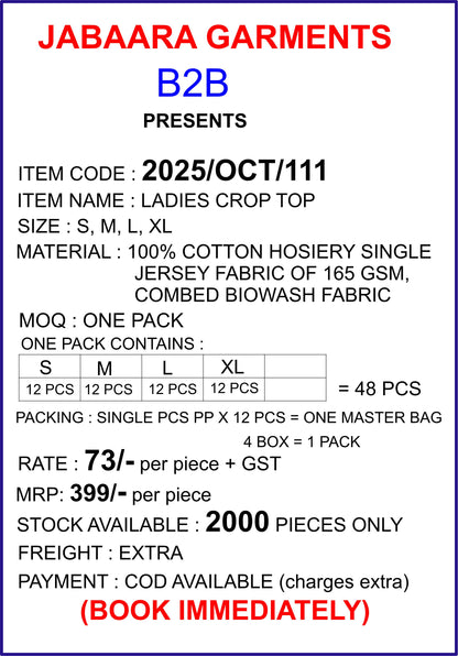 Ladies Crop Top (48 PCS PACK)