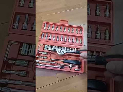 46 in 1 Pcs Tool Kit & Screwdriver and Socket Set - Multi Purpose Combination Tool Case Precision Socket set