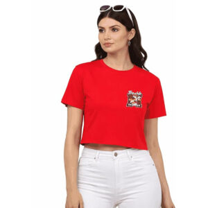 Women’s Above Waist Crop Top – Casual Graphic Tee