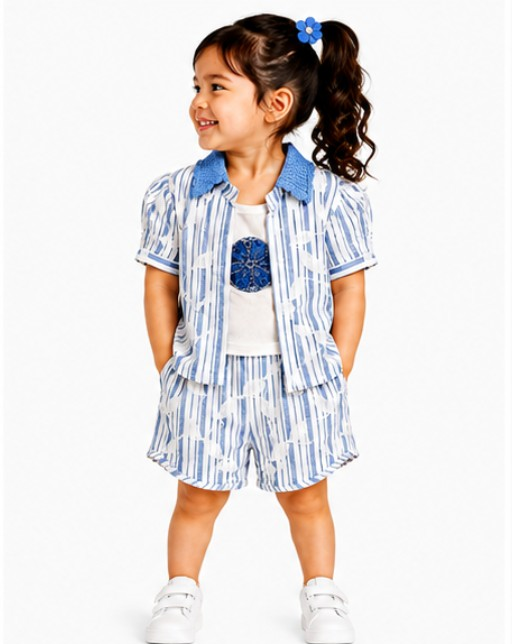 Toddler Girls 3-Piece Striped Co-Ord Set (375) - Image 4