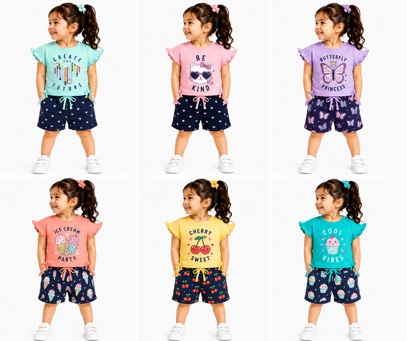 Toddler Girls Printed Top & AOP Shorts Co-Ord Set (367) - Image 2