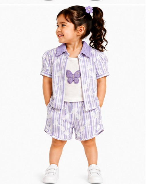 Toddler Girls 3-Piece Striped Co-Ord Set (375)