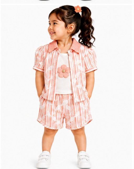 Toddler Girls 3-Piece Striped Co-Ord Set (375) - Image 7
