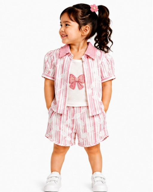 Toddler Girls 3-Piece Striped Co-Ord Set (375) - Image 3