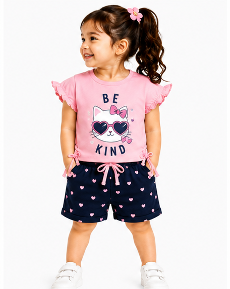 Toddler Girls Printed Top & AOP Shorts Co-Ord Set (367) - Image 4
