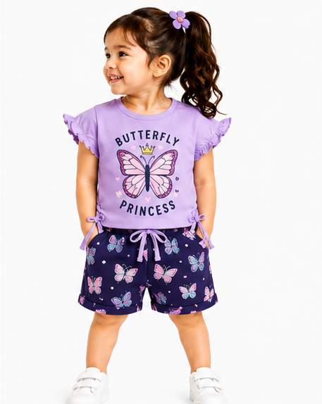 Toddler Girls Printed Top & AOP Shorts Co-Ord Set (367) - Image 5