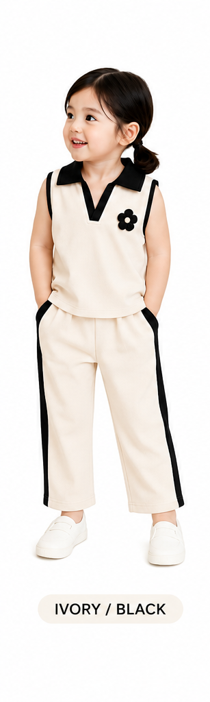 Girls Sleeveless Contrast Co-Ord Set (317) - Image 2