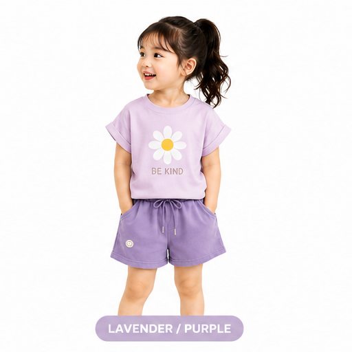 Girls Printed T-Shirt & Contrast Shorts Co-Ord Set (324) - Image 4