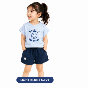 Girls Printed T-Shirt & Contrast Shorts Co-Ord Set (324)
