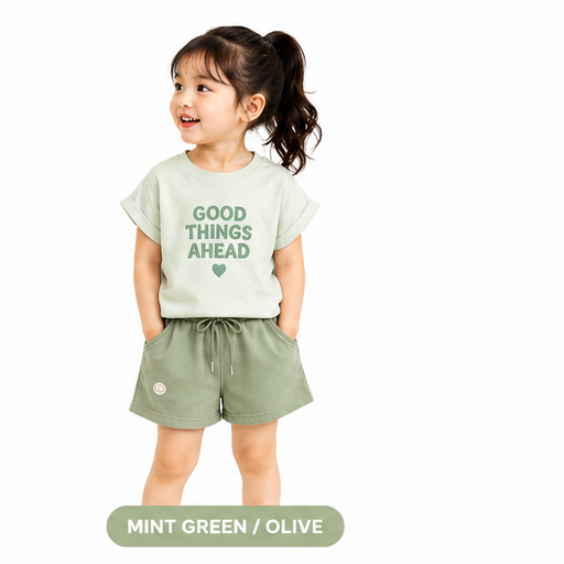 Girls Printed T-Shirt & Contrast Shorts Co-Ord Set (324) - Image 5