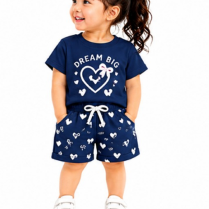 Toddler Girls Printed T-Shirt & AOP Shorts Co-Ord Set (351)