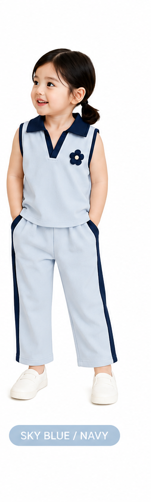 Girls Sleeveless Contrast Co-Ord Set (317) - Image 6