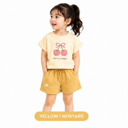Girls Printed T-Shirt & Contrast Shorts Co-Ord Set (324) - Image 7