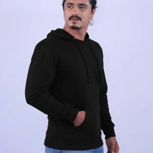 Black Cotton Hoodie without Zipper 300GSM