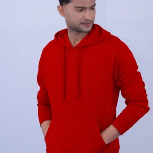 Red Polycotton Hoodie without Zipper 300GSM