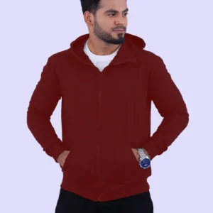 Maroon Cotton Hoodie with Zipper 300GSM