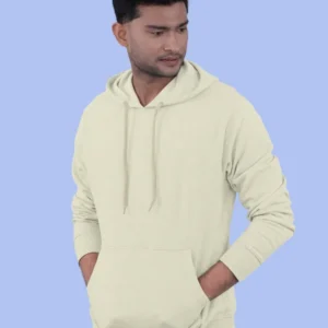 Half White Polycotton Hoodie without Zipper 300GSM