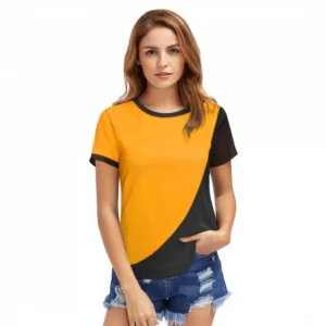 Generic Women's Polyester, Knitting Western Wear T-Shirt (Yellow)