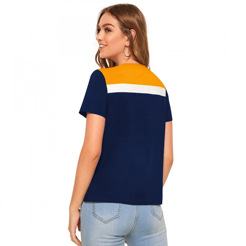 Generic Women's Polyester, Knitting Western Wear T-Shirt (Yellow) - Image 2