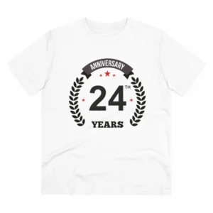 Generic Men's PC Cotton 24th Anniversary Printed T Shirt (Color: White, Thread Count: 180GSM)
