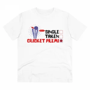 Generic Men's PC Cotton Cricket Design Printed T Shirt (Color: White, Thread Count: 180GSM)