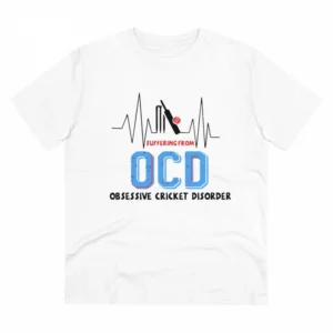 Generic Men's PC Cotton Cricket Design Printed T Shirt (Color: White, Thread Count: 180GSM)