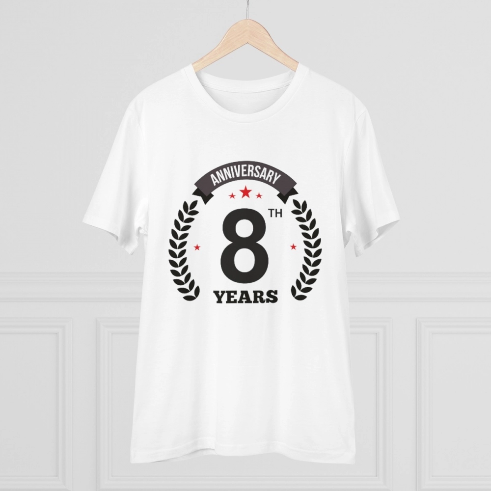 Generic Men's PC Cotton 8th Anniversary Printed T Shirt (Color: White, Thread Count: 180GSM) - Image 3
