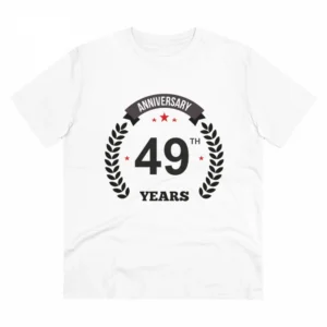 Generic Men's PC Cotton 49th Anniversary Printed T Shirt (Color: White, Thread Count: 180GSM)