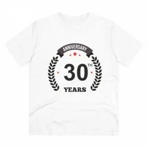 Generic Men's PC Cotton 30th Anniversary Printed T Shirt (Color: White, Thread Count: 180GSM)