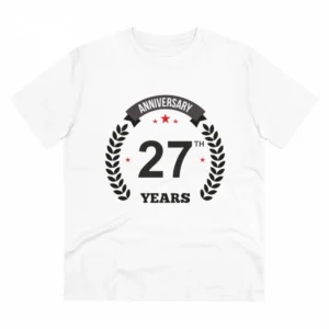 Generic Men's PC Cotton 27th Anniversary Printed T Shirt (Color: White, Thread Count: 180GSM)