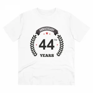 Generic Men's PC Cotton 44th Anniversary Printed T Shirt (Color: White, Thread Count: 180GSM)