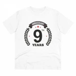 Generic Men's PC Cotton 9th Anniversary Printed T Shirt (Color: White, Thread Count: 180GSM)
