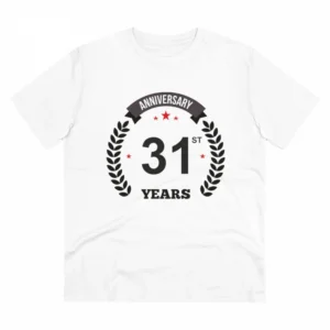 Generic Men's PC Cotton 31st Anniversary Printed T Shirt (Color: White, Thread Count: 180GSM)