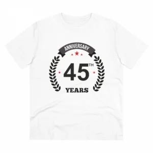 Generic Men's PC Cotton 45th Anniversary Printed T Shirt (Color: White, Thread Count: 180GSM)