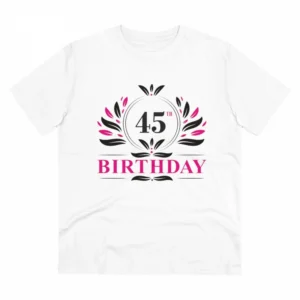 Generic Men's PC Cotton 45th Birthday Printed T Shirt (Color: White, Thread Count: 180GSM)