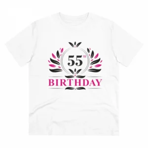 Generic Men's PC Cotton 55th Birthday Printed T Shirt (Color: White, Thread Count: 180GSM)