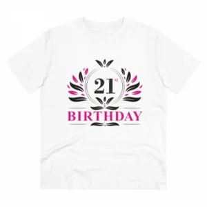 Generic Men's PC Cotton 21st Birthday Printed T Shirt (Color: White, Thread Count: 180GSM)