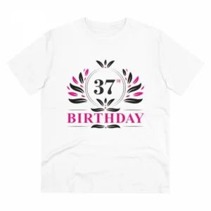 Generic Men's PC Cotton 37th Birthday Printed T Shirt (Color: White, Thread Count: 180GSM)