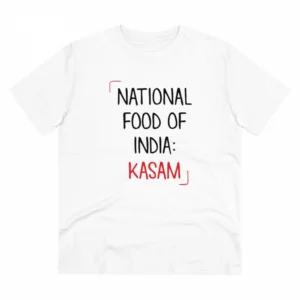 Generic Men's PC Cotton India Kasam Printed T Shirt (Color: White, Thread Count: 180GSM)