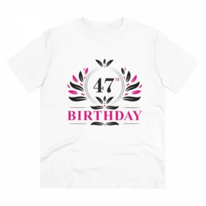 Generic Men's PC Cotton 47th Birthday Printed T Shirt (Color: White, Thread Count: 180GSM)