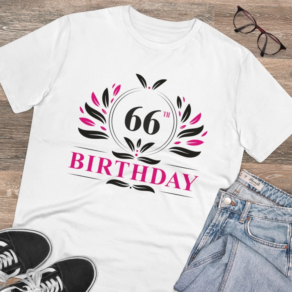 Generic Men's PC Cotton 66th Birthday Printed T Shirt (Color: White, Thread Count: 180GSM) - Image 4