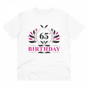 Generic Men's PC Cotton 65th Birthday Printed T Shirt (Color: White, Thread Count: 180GSM)