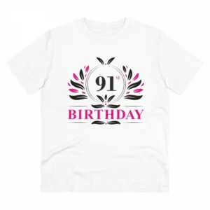 Generic Men's PC Cotton 91st Birthday Printed T Shirt (Color: White, Thread Count: 180GSM)