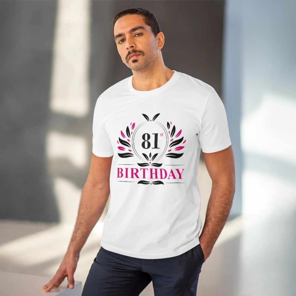 Generic Men's PC Cotton 81st Birthday Printed T Shirt (Color: White, Thread Count: 180GSM) - Image 6