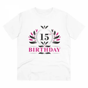 Generic Men's PC Cotton 15th Birthday Printed T Shirt (Color: White, Thread Count: 180GSM)