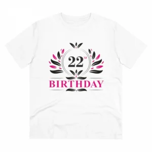 Generic Men's PC Cotton 22nd Birthday Printed T Shirt (Color: White, Thread Count: 180GSM)