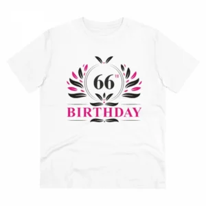 Generic Men's PC Cotton 66th Birthday Printed T Shirt (Color: White, Thread Count: 180GSM)