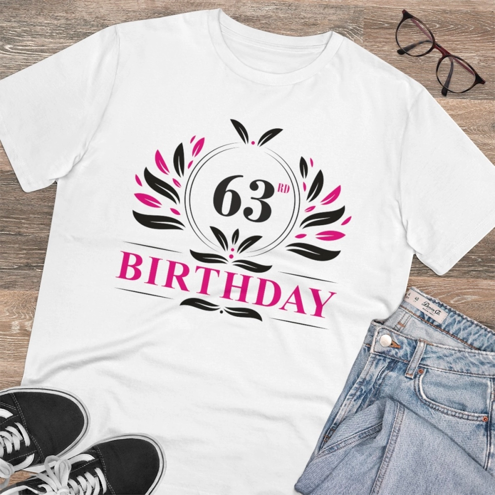 Generic Men's PC Cotton 63rd Birthday Printed T Shirt (Color: White, Thread Count: 180GSM) - Image 4