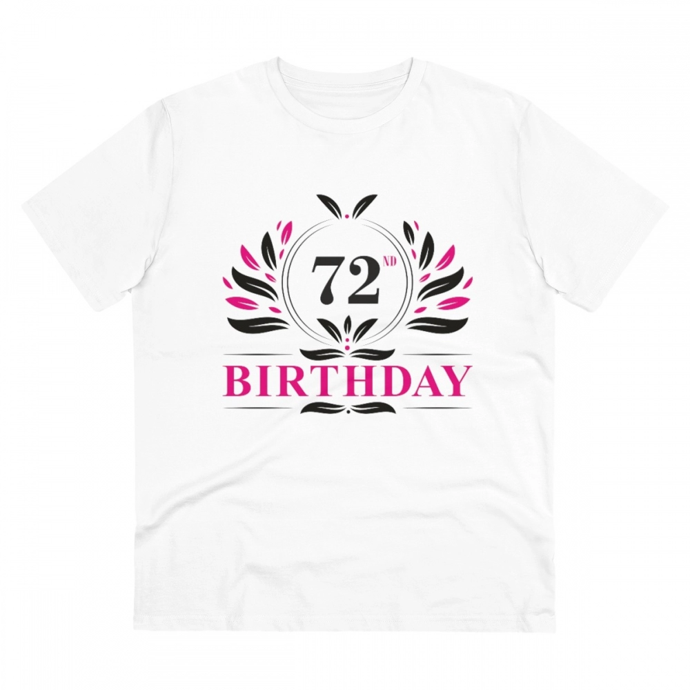 Generic Men's PC Cotton 72nd Birthday Printed T Shirt (Color: White, Thread Count: 180GSM)