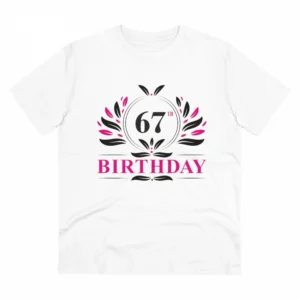 Generic Men's PC Cotton 67th Birthday Printed T Shirt (Color: White, Thread Count: 180GSM)